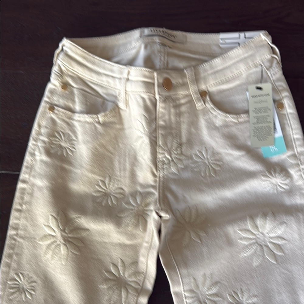 Cream Floral Jeans